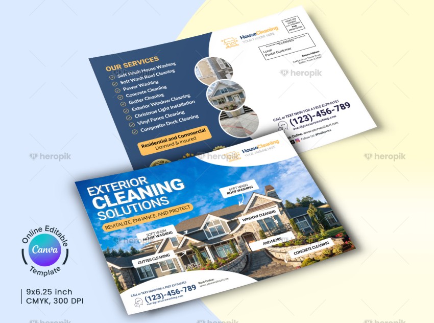 Exterior Cleaning Direct Mail Design Canva Template