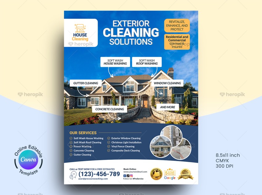 Exterior Cleaning Flyer Design Canva Layout