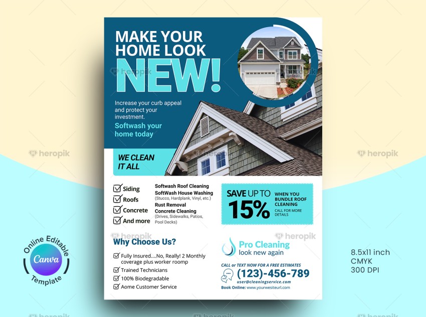 Exterior Cleaning Flyer Design Canva Template