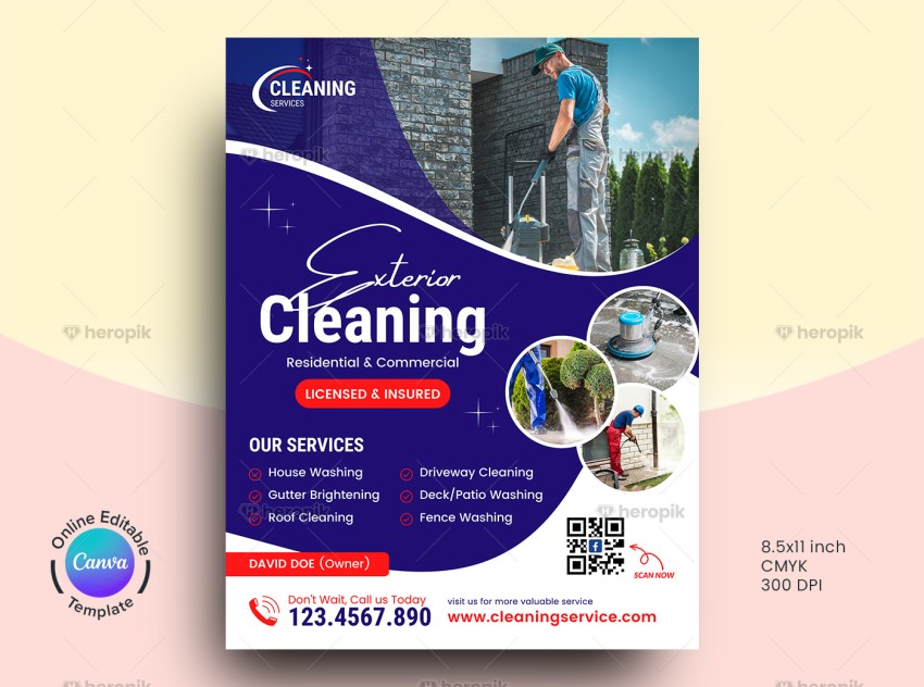 Exterior Cleaning Service Canva Flyer Design