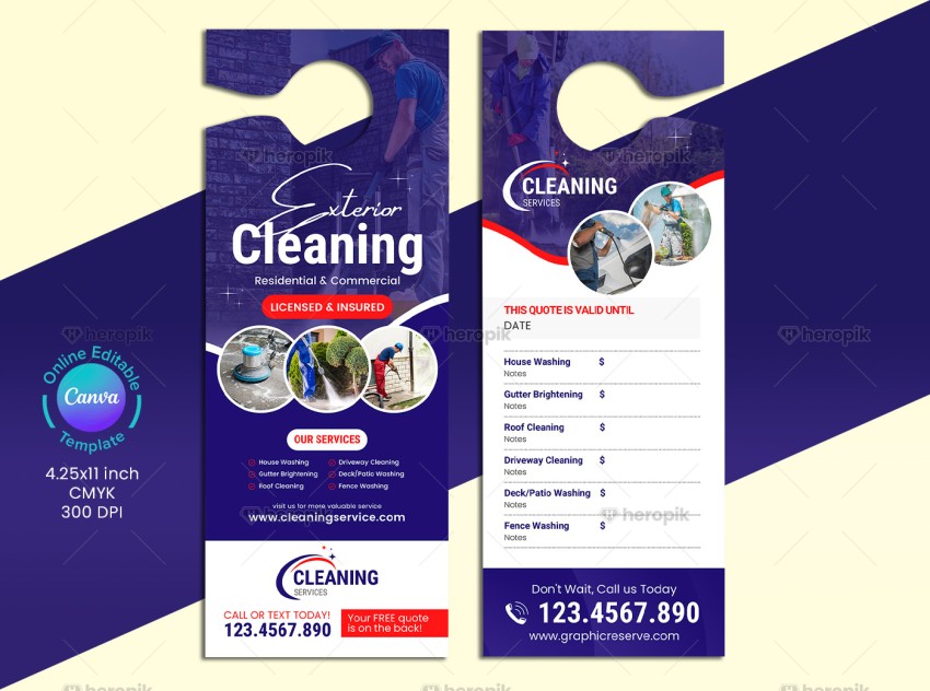 Exterior Cleaning Service Door Hanger Design Template