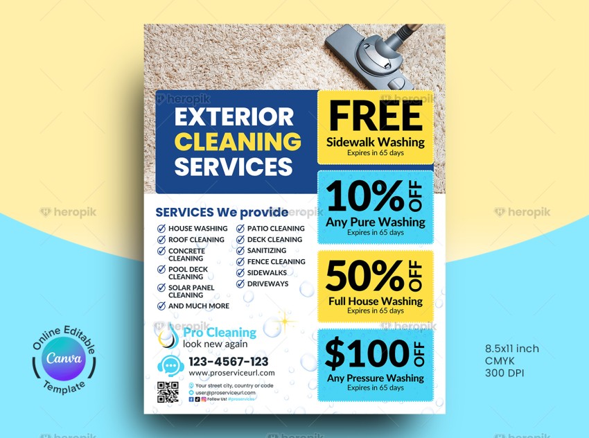 Exterior Cleaning Service Flyer Canva Template