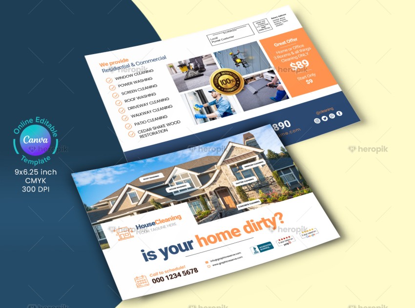 House Cleaning Service EDDM Postcard Design Template