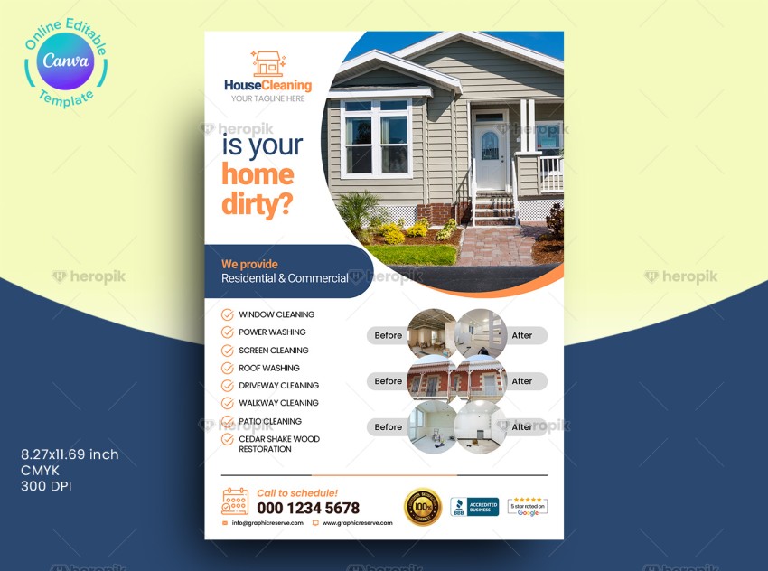 House Cleaning Service Flyer Canva Template