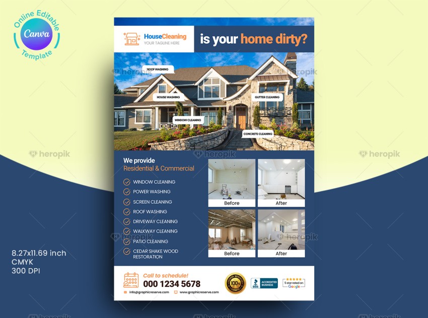 House Cleaning Service Flyer Design Template