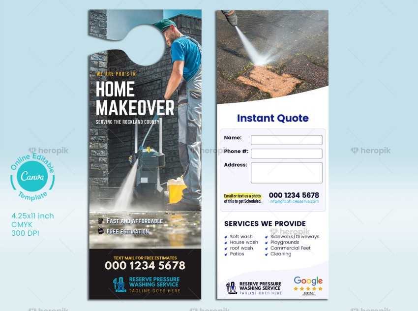 Pressure Wash Door Hanger Design Canva Template