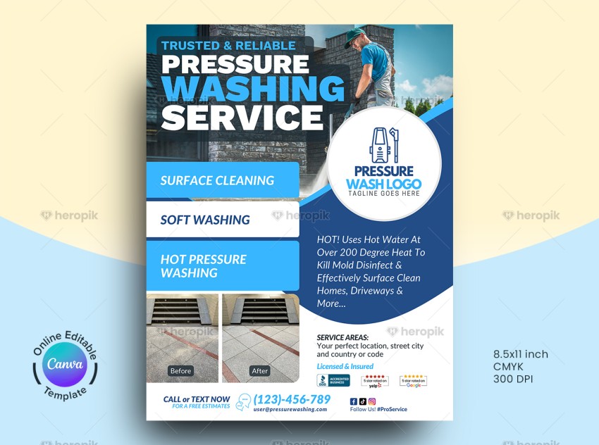 Pressure Wash Service Flyer Canva Template