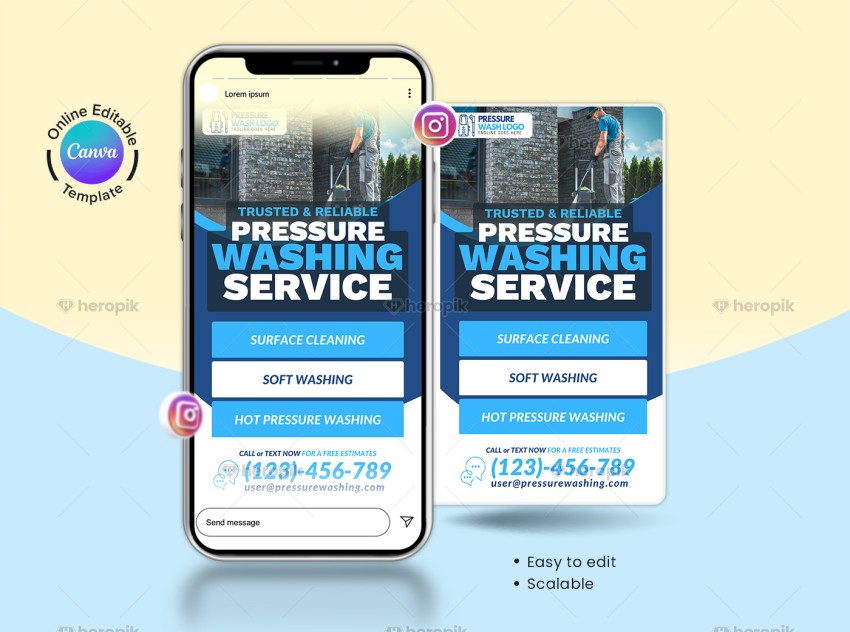 Pressure Wash Service Instagram Story Banner Canva Template