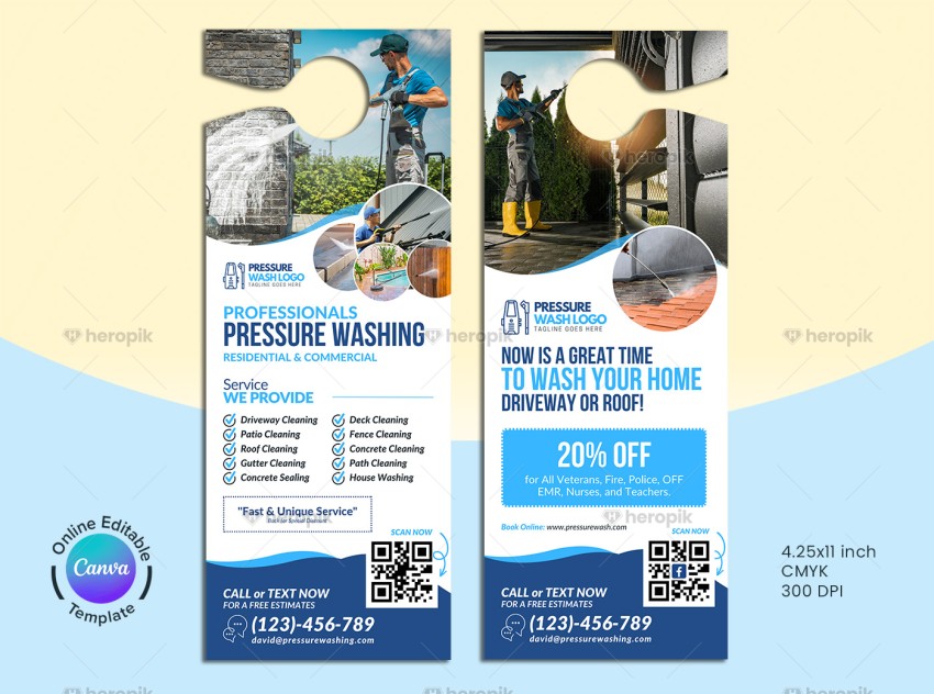 Pressure Washing Canva Door Hanger