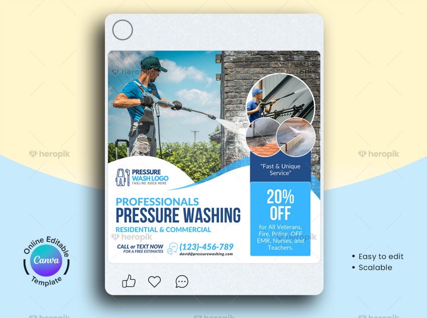 Pressure Washing Canva Social Media Banner