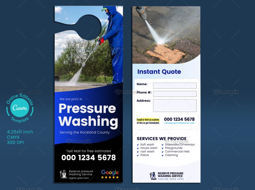 Pressure Washing Door Hanger Canva Design Template