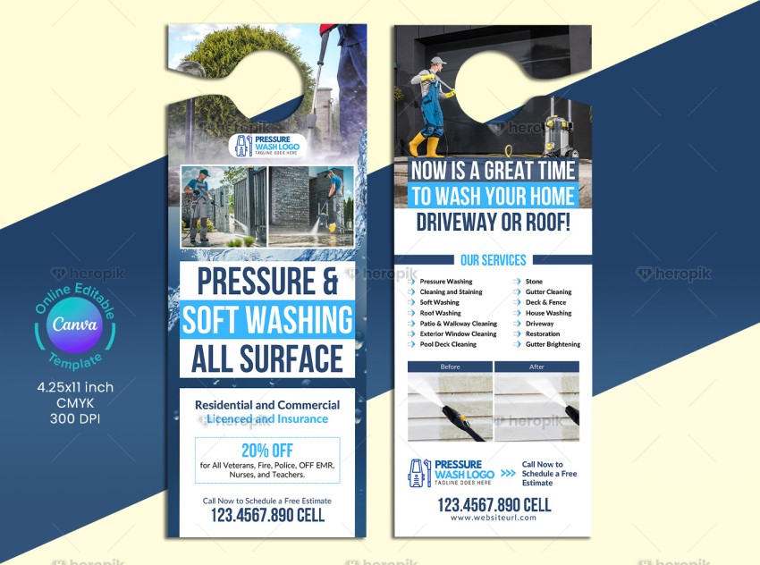 Pressure Washing Door Hanger Canva Template