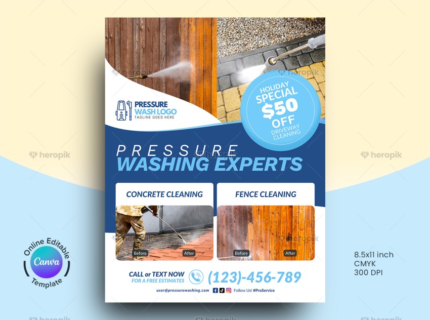 Pressure Washing Experts Canva Flyer Design