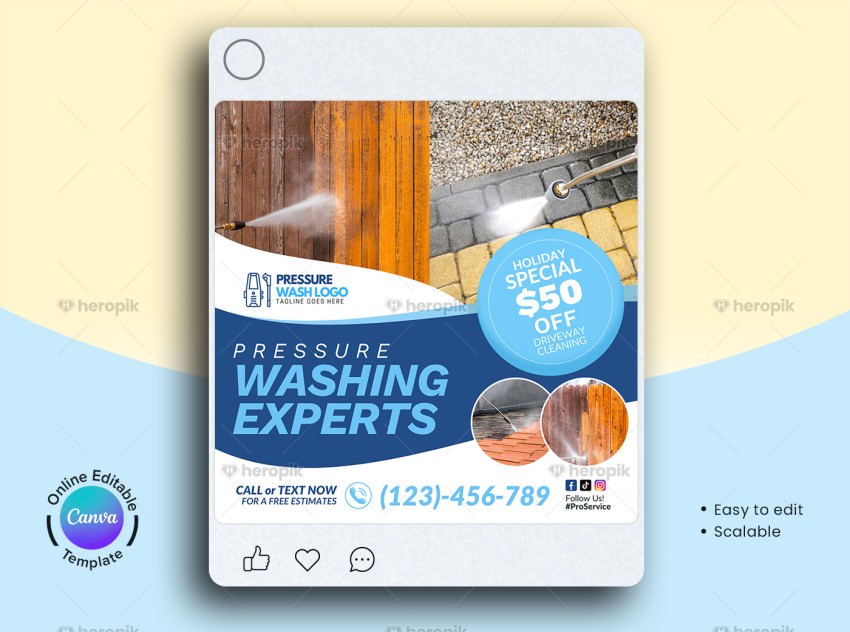 Pressure Washing Experts Canva Web Banner Design