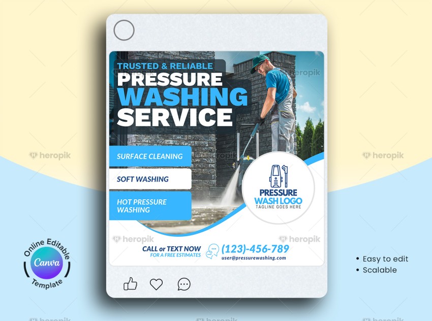 Pressure Washing Social Media Banner Canva Template