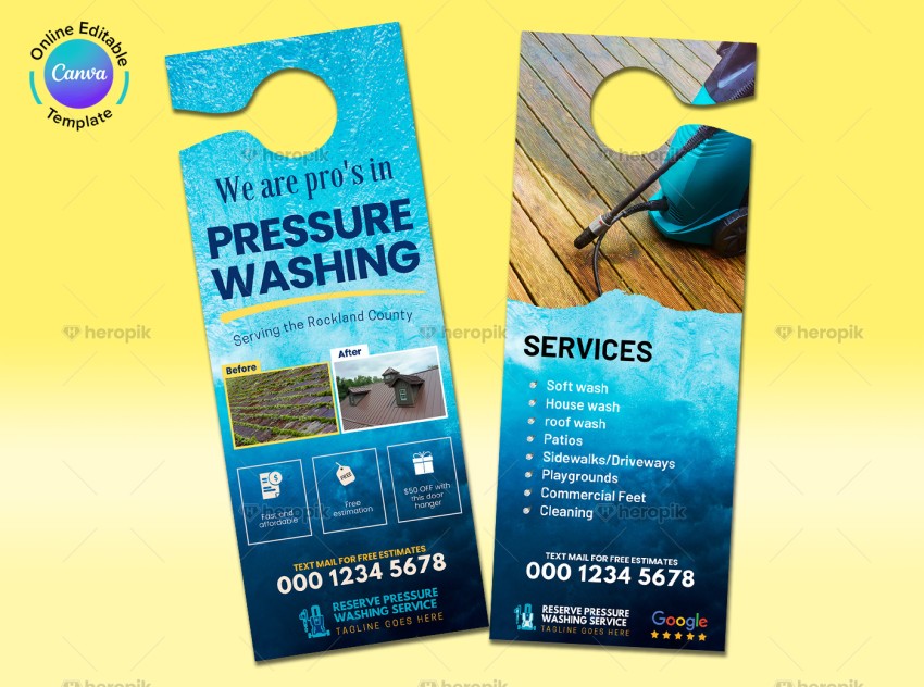 Pressure washing door hanger canva