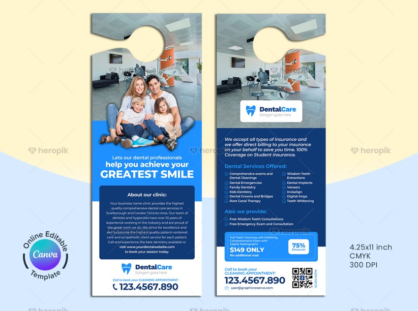 Dental Clinic Canva Door Hanger