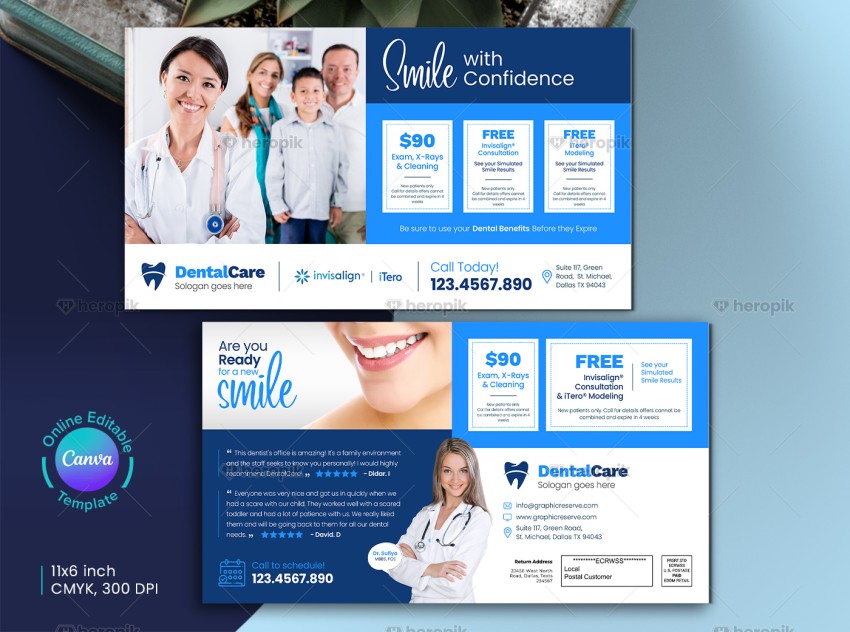 Dental Coupon Direct Mail EDDM Design Canva Template