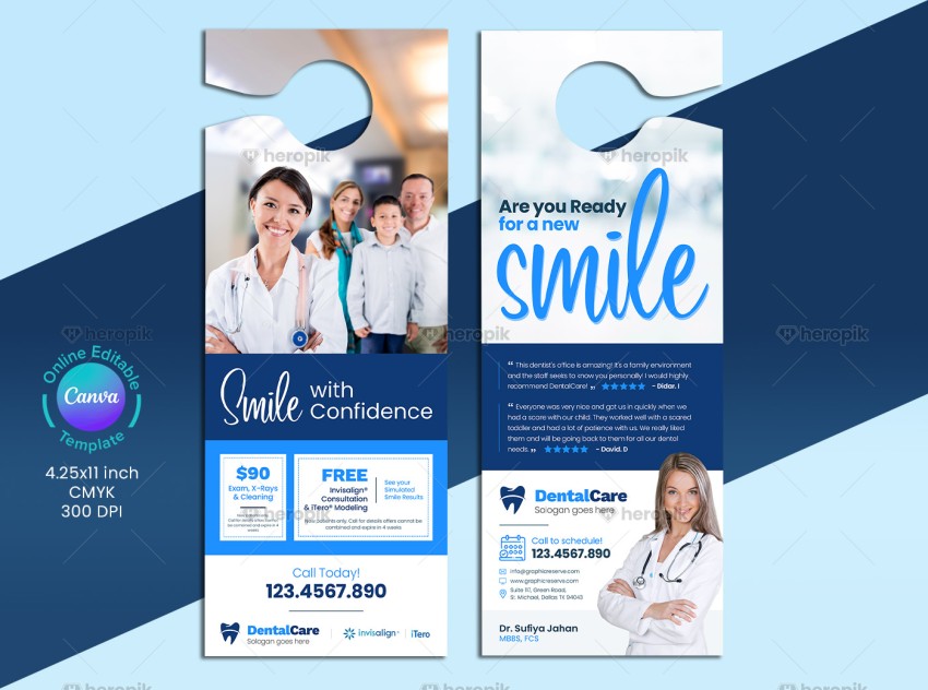 Dental Coupon Door Hanger Design Template