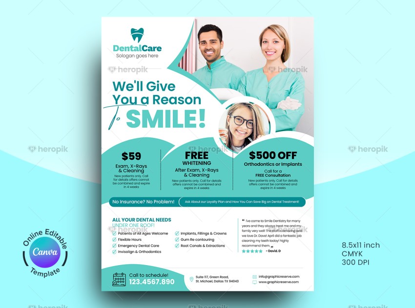 Dental Coupon Flyer Canva Template