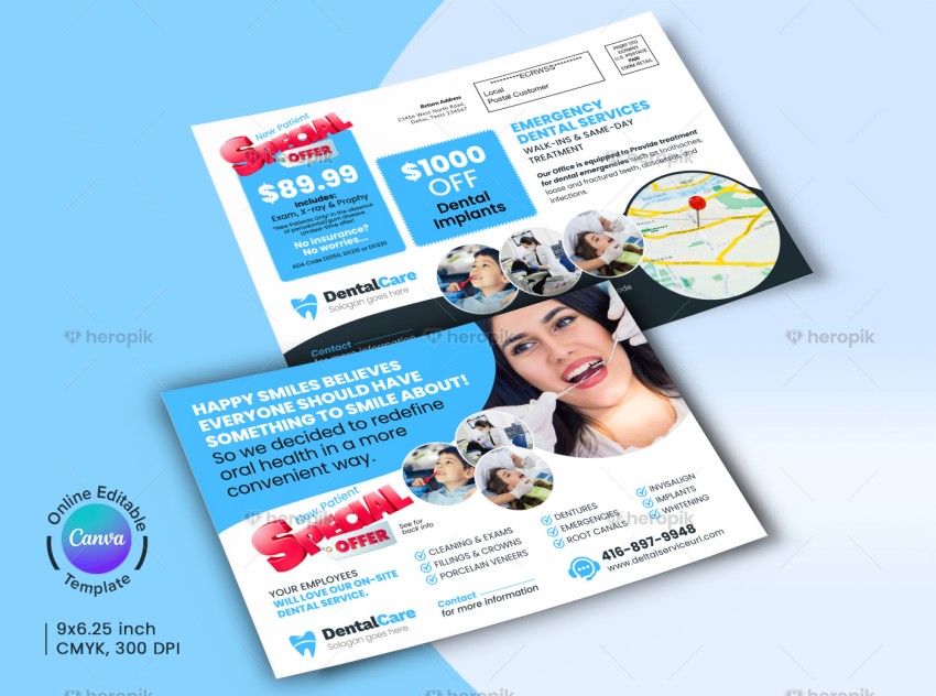 Dental Direct Mail EDDM Mailer Canva Template