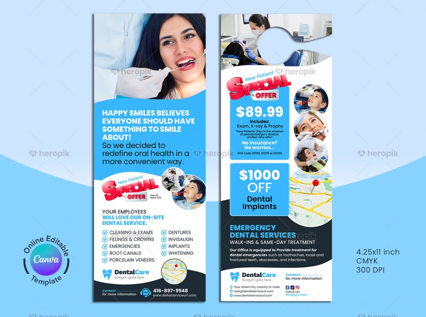 Dental Door Hanger Canva Layout