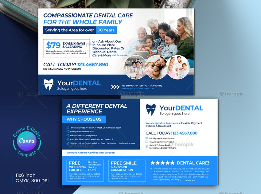 Dental EDDM Mailer Design Canva Layout