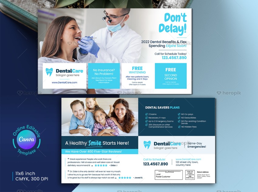 Dental EDDM Mailer Design Canva Template