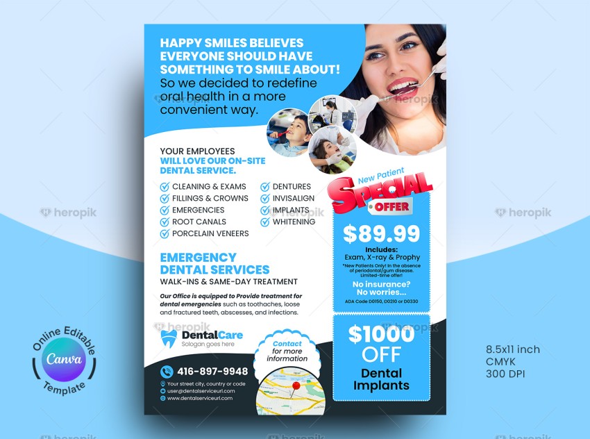 Dental Flyer Canva Template Design