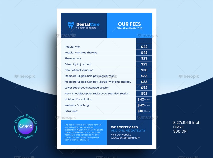 Dental Flyer With Services Fee Canva Template