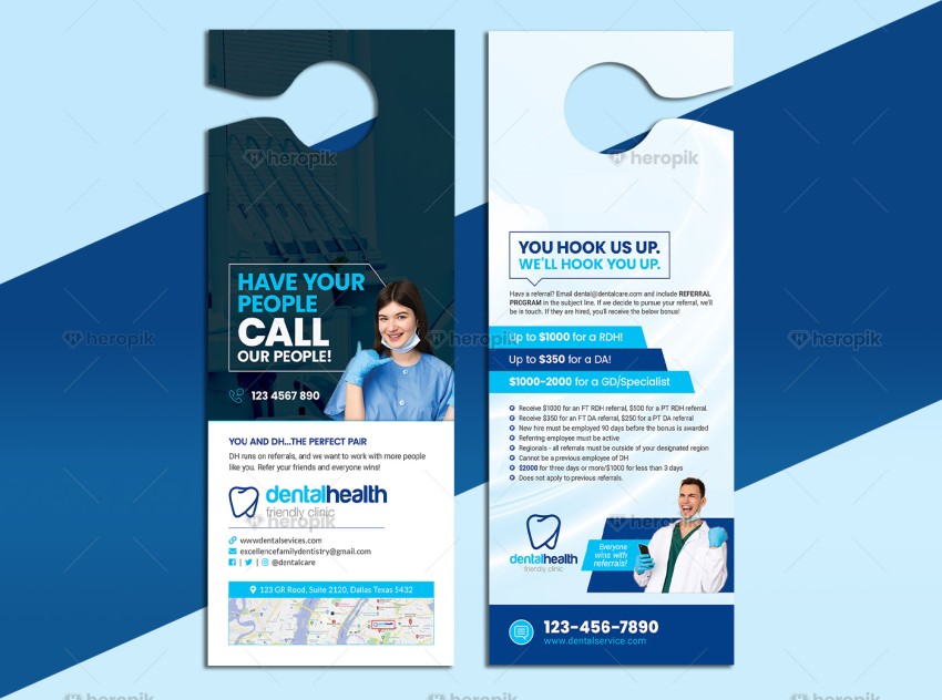 Dental Referral Program Door Hanger Design Template