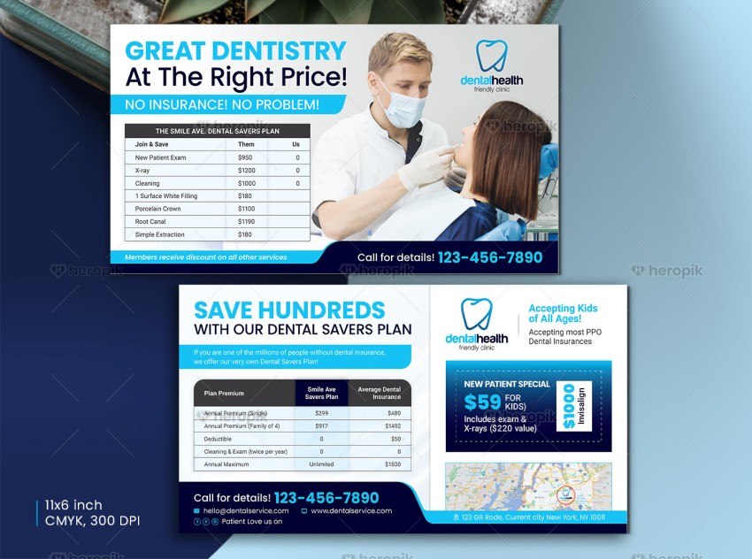 Dental Service Fee Pricing Table EDDM Mailer Design