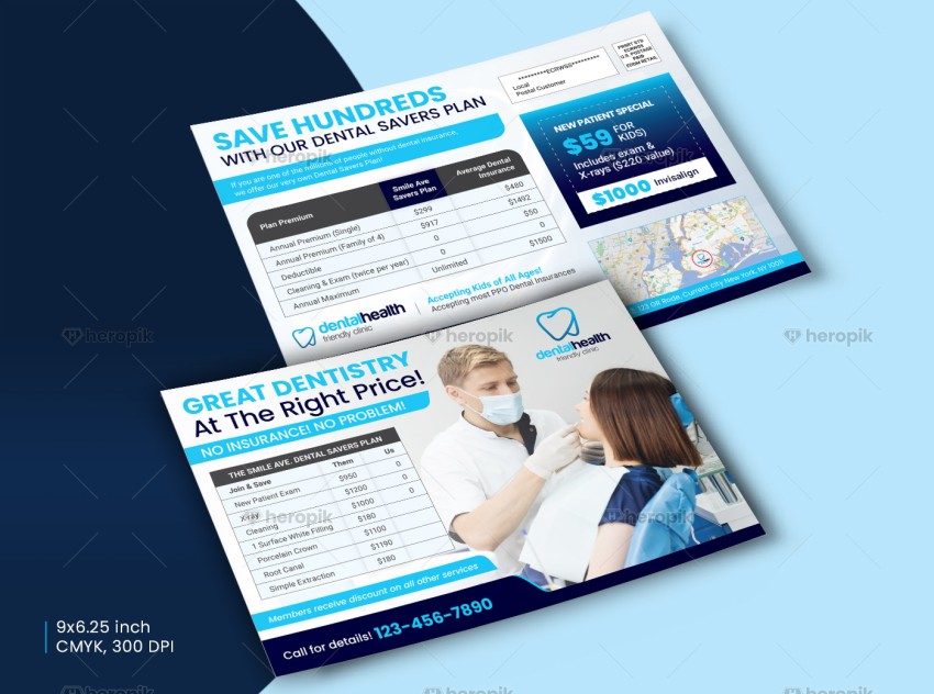 Dental Service Fee Pricing Table EDDM Postcard