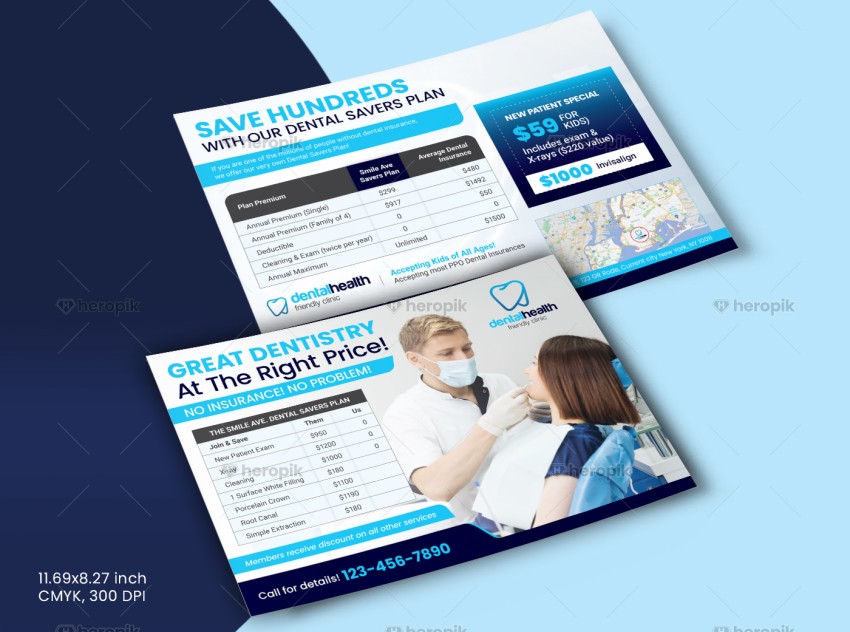 Dental Services Fee Pricing Table Flyer Template