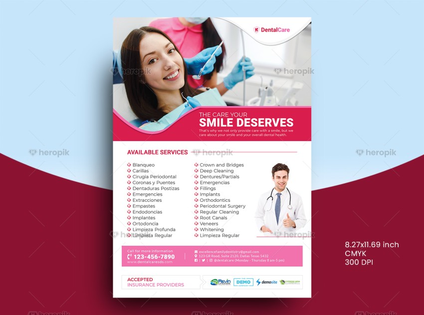 Dental Services List Flyer Design Template