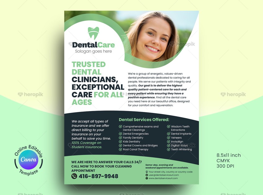 Dentistry Flyer Design Canva Template