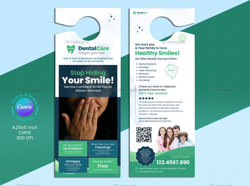 Stop Hiding Smile Dentist Doorknob Design Template