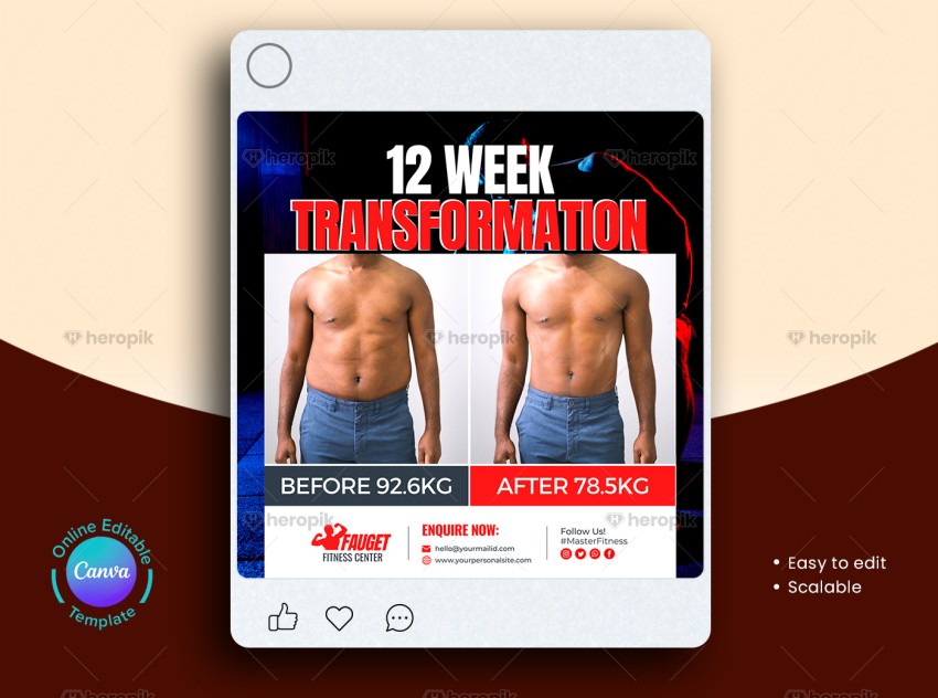 Body Transformation Instagram Post Layout