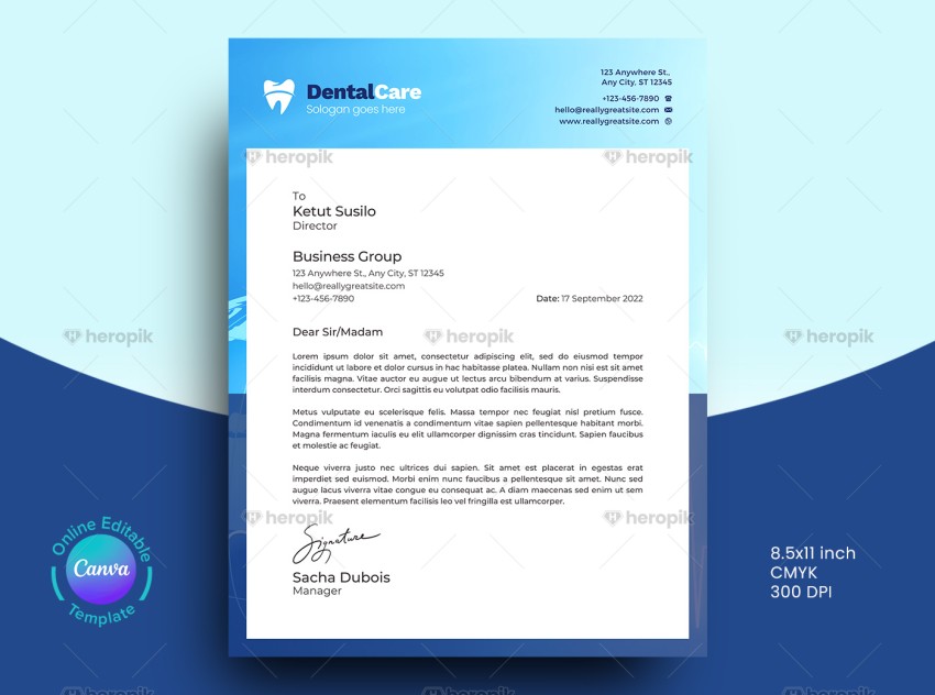 Dental Business Letterhead Canva