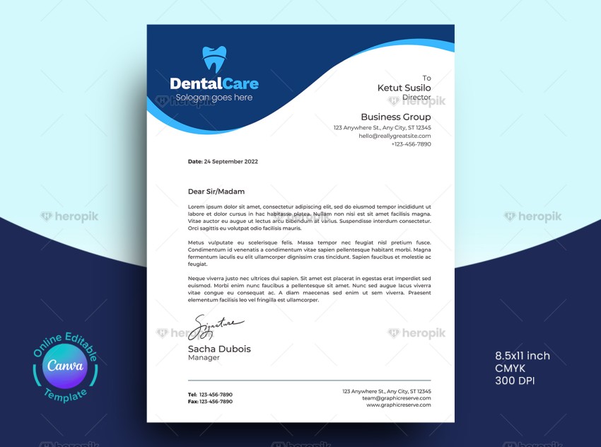 Dental Business Letterhead Design Canva Template