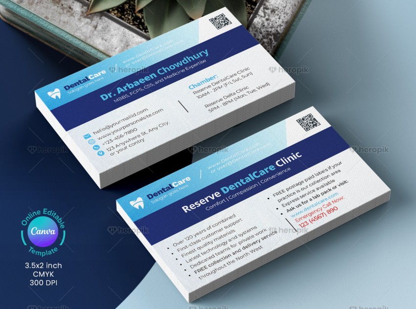 Dentist Business Card Canva Design