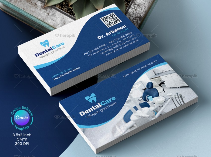 Dentist Modern Business Card Canva Template