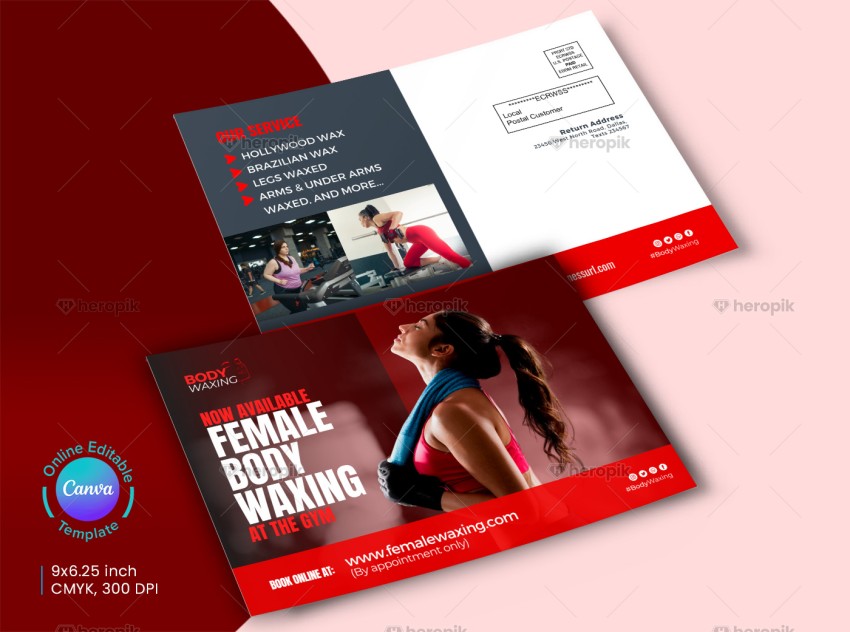 Female Fitness EDDM Postcard Canva Template