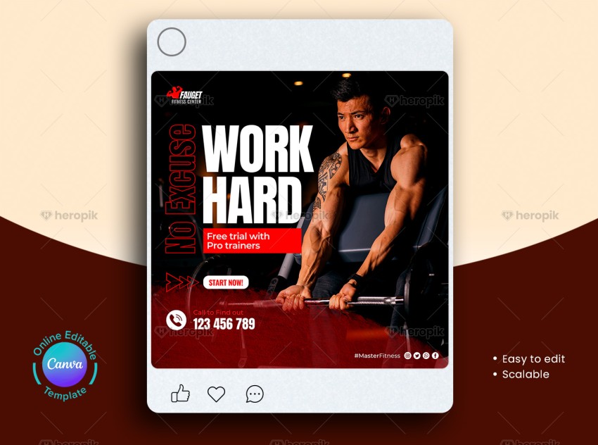 Fitness Gym Social Media Banner Layout