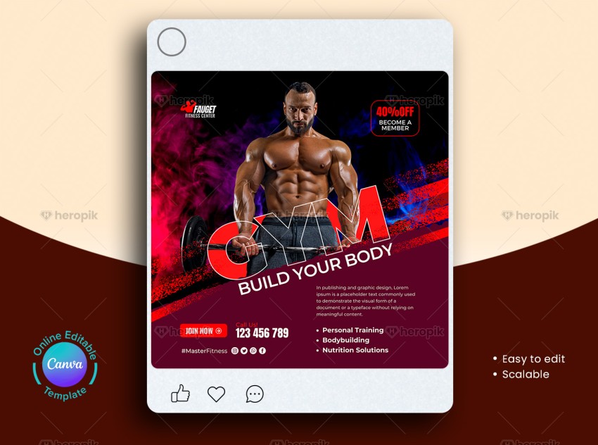 Fitness Gym Social Media Banner Layout