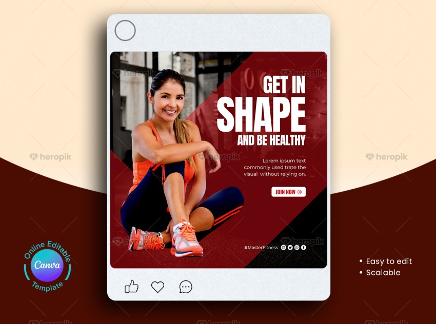 Fitness Gym Social Media Post Canva Format
