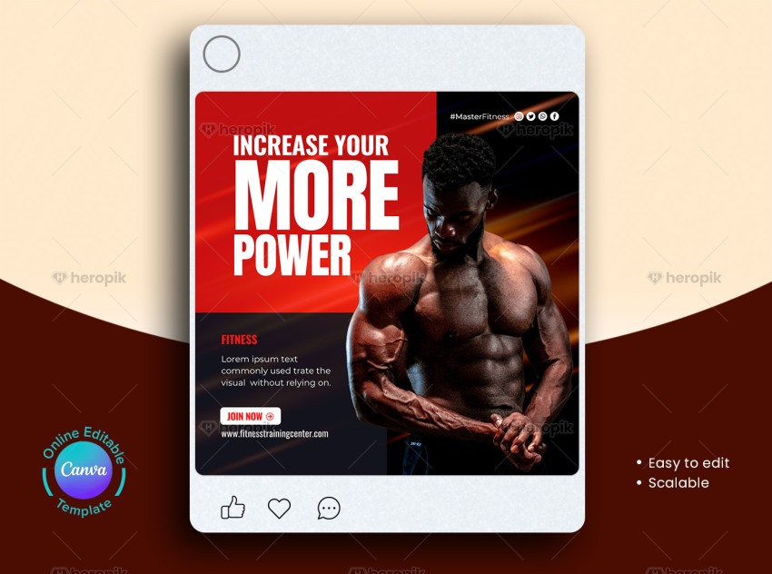 Fitness Gym Social Media Post Canva Layout