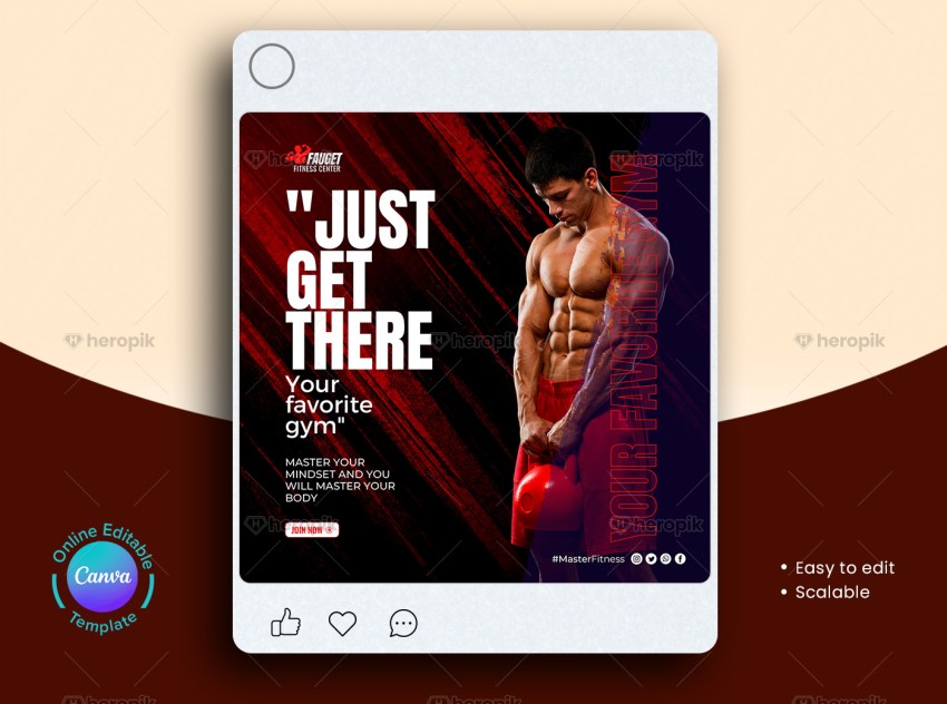 Fitness Gym Social Media Post Canva Template
