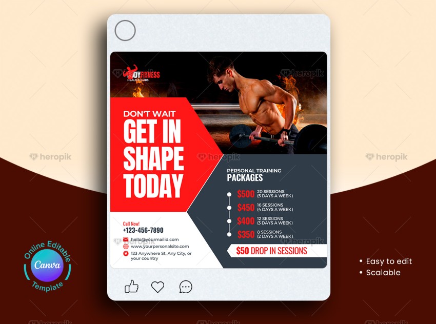 Gym Pricing Social Media Banner Canva Template
