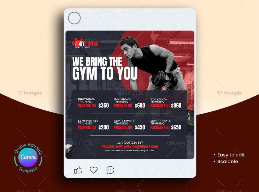 Gym Pricing Social Media Banner Canva